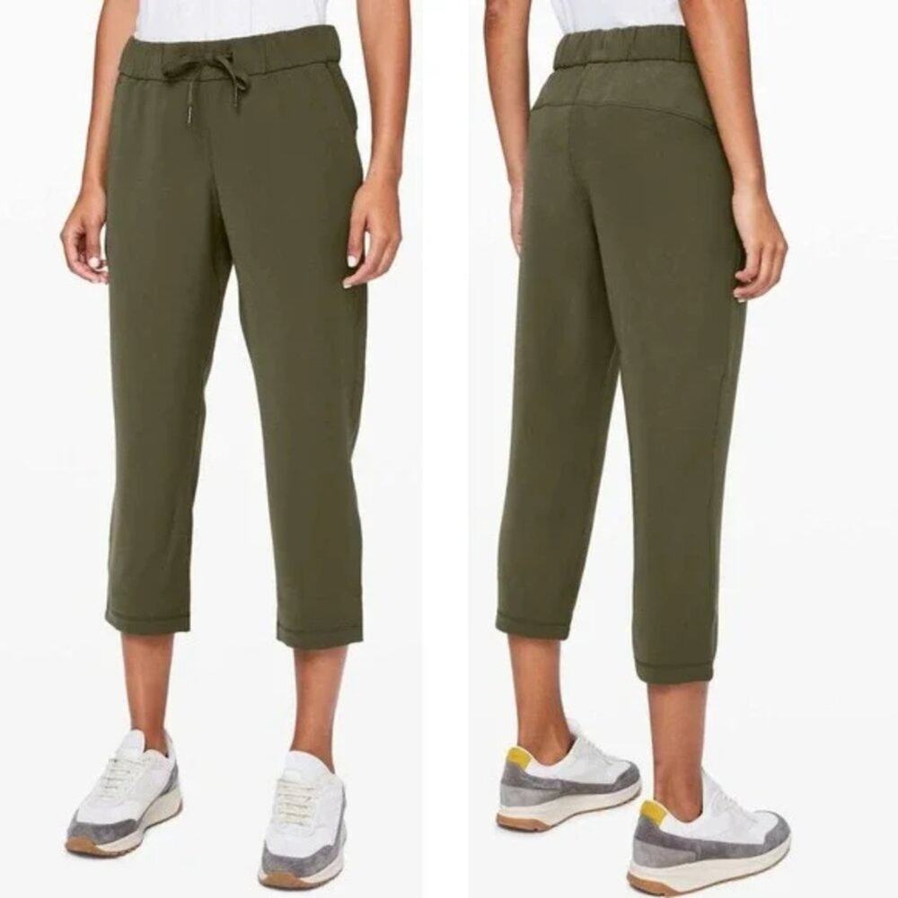 Lululemon On The Fly Woven Pant 28" WOMENS 6 Dark Olive Green High Rise Travel
